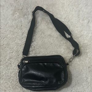 Vintage Genuine Black Leather Camera Bag (Shoulder/Waist)